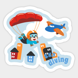 Vector illustration of a cute skydiver. Sticker